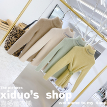 Do not return do not change childrens clothing 2019 Winter new female childrens clothing Korean Joker letter high collar elastic knitted base shirt