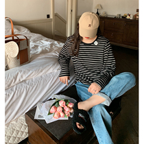 ALIN Custom Big Code Spring 2022 New casual loose Lazy Wind 200 catty Striped Long Sleeve T-Shirt Woman