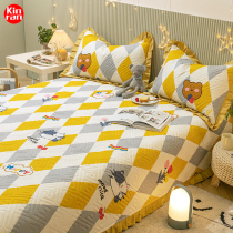  Korean pure cotton bed cover three-piece single-piece four seasons universal 2020 new double-sided dual-use Korean cotton net red