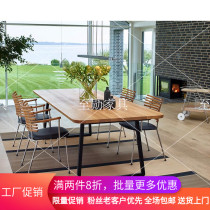 American creative restaurant table and chair solid wood furniture log retro iron dining table conference table desk Nordic coffee table