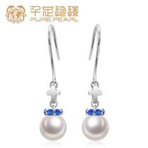 one thousand foot jewels Santa Torini near round 7mm freshwater pearl silver ear pendant ear hook