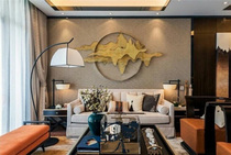 Modern wrought iron home office Hotel Club sofa TV background wall Copper Mountain Shadow rockery Wall wall hanging