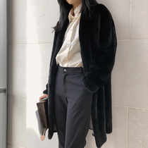 MSBEAST American black imported velvet mink fur grass coat Mink coat Female whole mink medium and long section