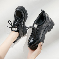 2021 new autumn father shoes women casual cake shoes thick soled shoes black round head Inner height sports shoes