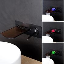 Black hot and cold glass brass in-wall waterfall bathtub faucet concealed toilet table basin faucet