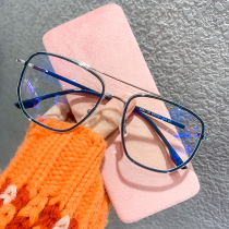 Anti-blue myopia glasses female red book with Transparent Radiation protection