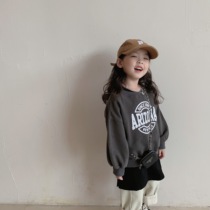 Boy Necropolis Spring Autumn Han Edition New Pint Girl Letters Printed Blouse Children Foreign Air Casual Hitting Base Jacket Head Jacket