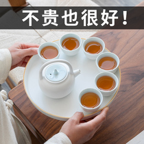 White porcelain tea set home living room office meeting guest kung fu tea cup small set Chinese modern simple teapot