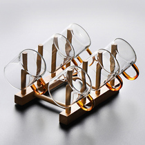 Glass teacup with tea set transparent household glass drinking tea cup small teacup 6 Cup holders