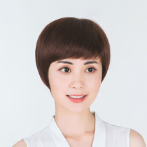 Real person headgear wig woman short straight hair light and breathable realistic hand-woven head spin sleeve