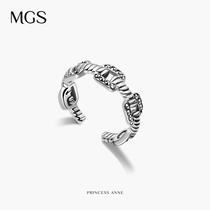 MGS Mangu silver horseshoe buckle chain ring female ins tide fashion personality light luxury niche design opening ring