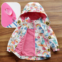 Girls  coat spring and autumn childrens stormtrooper Female baby autumn plus velvet windbreaker thin velvet 2021 new autumn childrens clothing