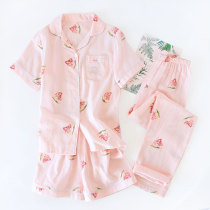 Three Special Price Summer Pure Cotton Pyjamas Woman Slim short sleeve shorts suit All cotton gauze Half sleeves Long pants Home Suit Clothes