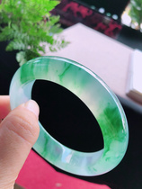 Myanmar Laokeng natural A goods high ice species floating green flower clear underwater noble concubine jade bracelet positive circle jade bracelet female