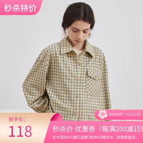 Ibu all ibudu2021 years Fall womens big pocket checkered shirt E363O5008C00