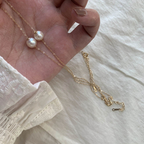 Classic wild road road Road natural pearl choker American 14K gold gold does not fade necklace cost-effective