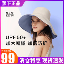 Banana double-sided fisherman hat Sunscreen hat Visor hat Womens UV-proof hat Oversized brim cover face sun hat