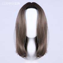 DMS fashion new gradient linen gray over-the-shoulder female simulation wig