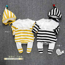 Autumn Clothing Baby Bag Fart Suit 2021 New Striped One-piece Clothes Male And Female Baby Long Sleeve Khaclothes Two Sets Spring