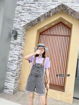 (Special offer) denim back pants womens summer Korean version of loose fashion foreign style small gray wide leg shorts