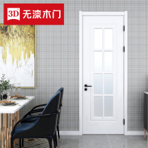 3D non-lacquered wood door household glass bathroom door toilet door set door interior door solid wood composite D-100B