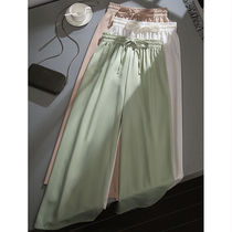Snow Spinning Broadlegged Pants Woman Summer High Waist Pituitary Sensation Thin Ice Silk Acetate Copper Ammonia Silk Clouds Cool Satin Straight Drum Pants