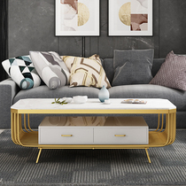 Nordic marble small apartment net red living room Tempered glass with drawer electrical cabinet Coffee table combination Simple and modern