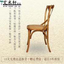 American vintage dining chair solid wood chair backrest wedding wooden home wooden chair country wood stool cross back chair