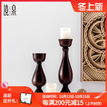 Jing Quan Thailand imported Southeast Asian wooden Candlestick ornaments new Chinese home accessories restaurant room soft decorations