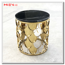 Light luxury Brabbu fish scales tea table sofa side table marble round corner table