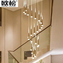  Villa stair lamp long chandelier Nordic modern minimalist duplex building rotating staircase postmodern art led chandelier