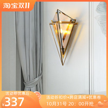 Postmodern light luxury living room wall lamp aisle creative bedroom bedside lamp villa Nordic minimalist diamond glass lamps