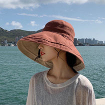 Hat Women Summer Sun Protection Ultraviolet Rays Big edge Hooded Japan Fisherman Hat Students 100 hitch Swim Sun Hat Cotton Linen