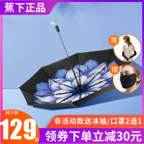 Bananaunder Small black umbrella Lan Dorian-cho plum-dyed Su Peach night snow Double-layer sun umbrella Sunscreen umbrella