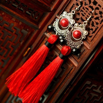 Original Yunnan Minority Long Stream Su Earrings Earrings Earrings Original Handmade Bride Red Ornament Woven Earrings