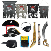 Childrens pirate equipment accessories props simulation COS performance beard pirate knife gun blindfold party headdress Halloween