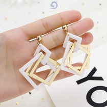 Exaggerated big earrings Europe and America 2021 new personality fashion foreign style geometric diamond long earrings women Summer round face