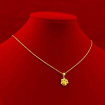 Zhou Dafu Huanmei Zhou Family of the same small cat Paw Necklace Pendant 999 Gold Girl with Paw Gold Version 18K Gold Lock Bone