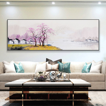 Living Room Decoration Painting Hand-painted Oil Painting Bedroom Bedside Hanging Painting New Chinese Landscape Landscape Painting Villa Background Wall Mural Painting