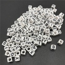 100pcs Mixed White Letter Alphabet Cube Beads DIY Jewelry