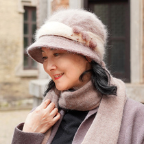 Middle-aged and elderly people beanie winter warm Santa cap children grandma rabbit hair knitted hat old lady autumn and winter mother