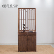 New Chinese style porch cabinet hollow screen cabinet entry door entry partition living room solid wood shelf partition cabinet