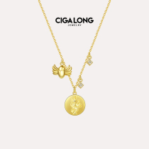 CIGA LONG Wang Linkai star wearing necklace Female Original design sterling silver gold-plated pendant temperament choker