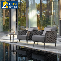 Nordic outdoor sofa rattan designer model room creative braided rope sofa outdoor resort hotel garden sofa