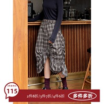 4 pieces 6-fold three-dimensional cut irregular pleated skirt wavy check pattern 2-color flower bract skirt 3857