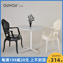 OUYOU European style leisure chair Personality creative dining chair Simple coffee transparent dining chair court chair Crystal backrest chair