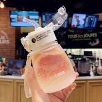 Korean version of net red pudding straw plastic cup ins personality couple water Cup boys and girls portable outdoor Cup