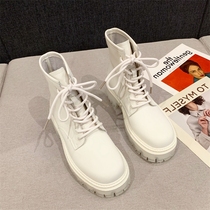 Small ckerwin European and American Wind Black fashion trends 7 holes Martin XIE women genuine leather thick bottom short barrel single XIE