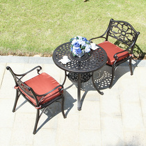Outdoor three-piece indoor and outdoor dining table Courtyard Wrought iron combination Open-air garden anti-corrosion balcony Leisure cast aluminum table and chair