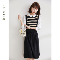 Spring Break Two Shirts Dress Dress 2022 New Autumn Advanced Senses Splicing Skirt Children Spring And Autumn Ocean Womens Bottling